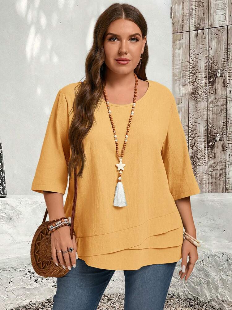 Chemises vertes asymétriques de style campagnard pour femmes grandes tailles, confortables pour l'automne et l'hiver. Style campagnard pour femmes grandes tailles, hiver 2025, simple et pour le port quotidien, hiver grandes tailles, Noël pour femmes, Nouvel An, soirée