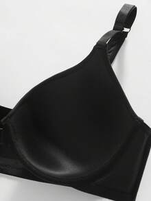 1 件加大码前扣式文胸，简约设计，支撑性好且舒适的钢圈文胸 - 黑色 - 查看 6