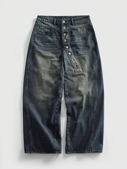 Street Life Jeans anchos y sueltos de lavado casual para hombres