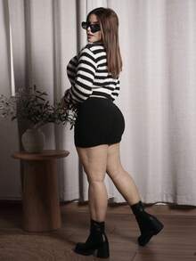 Lupita Cardoza 双层网布包臀短裙 - 黑色 - 查看 2