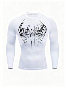 Manfinity Sport Corelite Conjunto deportivo de pantalón y top de manga larga con estampado minimalista para hombre