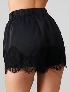 MISSGUIDED High Waist Lace Trim Shorts With Long Overlay Skirt - Layered Festival Summer Bottoms - Black - View 8
