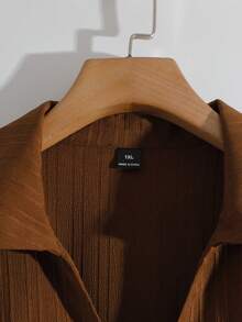 Modelyn Camisa de manga larga elegante de unicolor con cruce envolvente para oficina de talla grande - Café integral - Ver 5