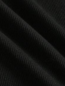 SHEIN Girlism 少女秋季校园风格校园服装，黑色立领针织毛衣长袖 T 恤和蓝白格子百褶裙两件套 - 藍色 - 查看 3