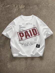 AXEPEAK 标准版型男士白色宽松短款 T 恤，夏季 - 白色 - 查看 1