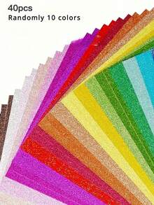 100pcs/40pcs/20pcs 5.91*5.91in Sparkling Glitter Paper, Easter Handmade Premium Paper, Perfect For Crafting And DIY Projects, Great For Making Glitter Paper, Scrapbook Supplies, 128GSM - Glitter Cardstock - View 13