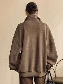 Dazy-Less Women's Loose Casual Sweatshirt, Fashion Business Casual Style, Autumn/Winter - Brown - View 2