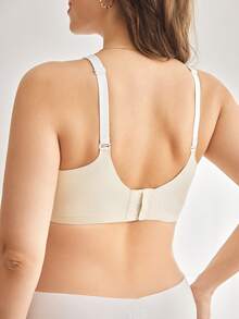 Moonlight&Mama White Seamless Nursing Bra, Minimalist & Comfortable, Suitable For Daily Casual Wear, Maternity & Postpartum, High Elasticity, Plus Size - White - View 2