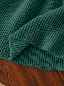 Vestido de suéter de línea A de cuello alto caqui para niñas, de tela de punto suave apta para uso en exteriores e interiores, otoño/invierno - Verde - Ver 8