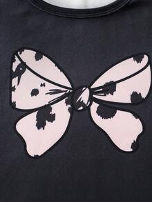 4pcs/Set Girls' Heart & Bow Leopard Print Pink Pajama Set, Long Sleeve Top & Leggings, Comfortable Casual Loungewear - Multicolor - View 6