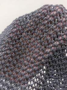 Calvaya Fashionable Minimalist Hollow Design Beaded Decor Pullover Sweater - Grey - View 8