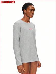 SHEIN Rest Era Men's Casual Versatile Letter Embroidered Base Layer Top