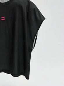 NEON BLANC 男士超宽松T恤时尚字母印花圆领无袖背心 - 黑色 - 查看 4