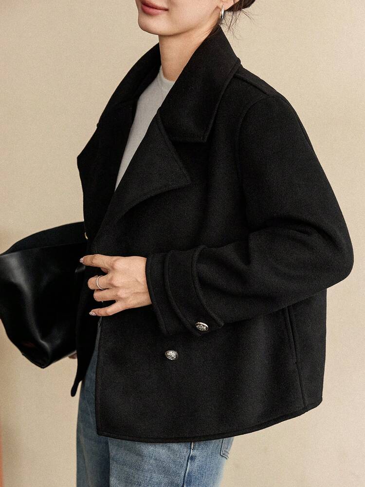 Women's Casual Loose Fit Thickened Short Jacket, Elegant Business Commute Overcoat For Autumn & Winter