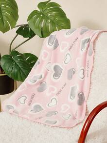 PETSIN 1 Pet Cat Dog Universal Pink Gray Love Cute Pattern Printed Plush All Season Universal Dog Blanket - Pink - View 2