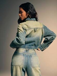 Denimoi 高级牛仔布对比缝线牛仔夹克 - 中等水洗藍 - 查看 2