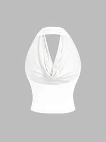 SHEIN MOD 女式纯色简约百搭三穿时尚吊带背心 - 白色 - 查看 3