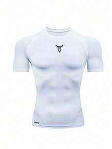 Gym Rark Men's Slim Fit Bull Print Short Sleeve Athletic T-Shirt Compression Shirt Men - White - View 4