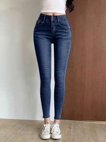 DAZY Women's Pocket Skinny Casual Versatile Denim Jeans High Waisted Jeans