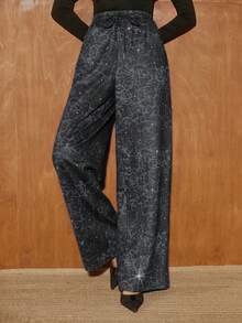 Anewsta Pantalon de survêtement  à imprimé léopard et doublure en polaire avec clous pour femmes - Gris foncé - Voir 4