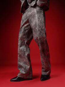 SUMWON Calça Larga Com Estampa De Cobra E Perna Larga, Estilo Streetwear - Cinza - Ver 4