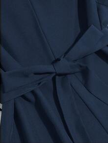 GlowEve CURVE 2件套大码女式无袖上衣和休闲宽松褶皱阔腿裤套装 - 藏蓝色 - 查看 5