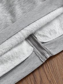 SWAVVY Men's Standard Size Casual Sweatshirt Sweatshirt With Hoodie, Embroidered Fur Collar, Thermal Lining, Long Sleeve Top - Grey - View 6