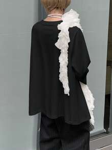 FRIFUL Áo thun dài tay trơn màu thường ngày dành cho nữ, đa năng cho mùa thu - màu đen - Xem 4