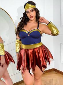 Fantasy Costume Bộ trang phục nhập vai gợi cảm chắp vá màu tương phản cỡ lớn, 5 món - Nhiều màu - Xem 5