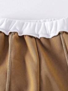 青少年女孩连帽棒球夹克和休闲运动裤套装 - 棕色 - 查看 5