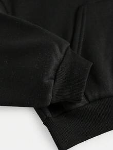 Girlism Tween Girls Knit Hooded Zip-Up Sweatshirt And Sweatpants Set, Casual Loungewear, Autumn/Winter - Black - View 4