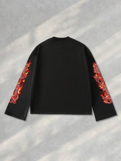 Sweat-shirt-shirt col rond à manches longues pour hommes, imprimé graphique polyvalent et créatif