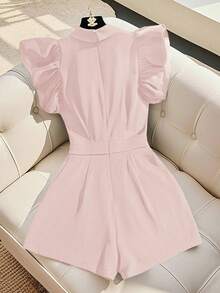 SHEIN Clasi Bộ đồ liền thân ngắn tay lửng thời trang đi làm thanh lịch cho nữ, Xuân/Hè - Hồng - Xem 2