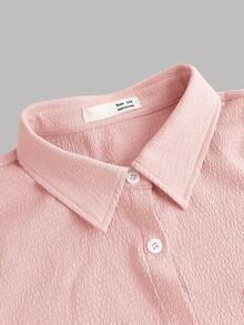 SHEIN Girlism 3件套少女白色吊带背心、休闲短裤、衬衫上衣套装 - 粉色 - 查看 3