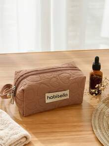 1/2/3 件新款牛津布化妆包高价值大容量便携方便旅行洗漱收纳包，带心形图案的化妆品收纳手提包 - 藕粉色 - 查看 6