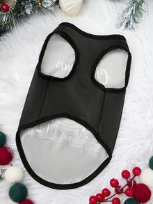 PETSIN 1pc Christmas Elk Snow Letter Printed Tank Top Black Christmas Skin Friendly Breathable Pet Clothes - Black - View 2