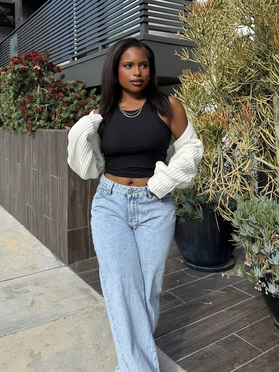 Tyla Gomez Balletcore Ribbed Knit Raglan Sleeve Shrug Crop Cardigan Without Cami Top,Knitted Sweater In Fall/Winter - White - View 1