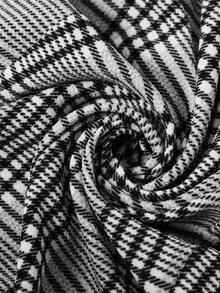 Zelara Plus Size Casual/Office Minimalist Blazer And Pants 2 Pieces Suit Set Casual Sets For Women Casual Outfit For Women Thanksgiving Outfit For Women Fall Outfits For Women Women's Winter Clothes Party Outfit Thanksgiving Winter Clothes New Year Outfit  Casual Sets For Women  Casual Blouses For Ladies Plaid - Black and White - View 12