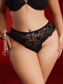 Empress Envy Plus Size Lace Patchwork High Waist Briefs