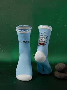 Rick and Morty X SHEIN Women Crew Socks - Blue - View 2