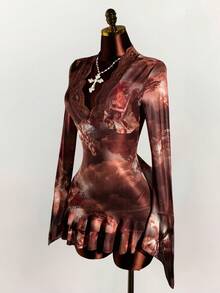 Amplova 夏季嬉皮风格女士透明低胸迷你连衣裙 - 彩色 - 查看 5