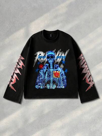 Sweat-shirt-shirt col rond à manches longues pour hommes