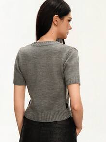 Rina Fox Youthful & Gentle Argyle Short Sleeve Knit Sweater