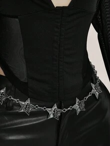 SHEIN ICON Plus Size Fashionable Sexy Long Sleeve Mesh Panel Cut-Out Shoulder Crop Top Spring Summer Concert Easter - Black - View 9