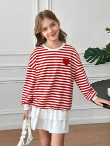 SHEIN طقم بأكمام طويلة وياقة طاقم للفتيات المراهقات الكاجوال