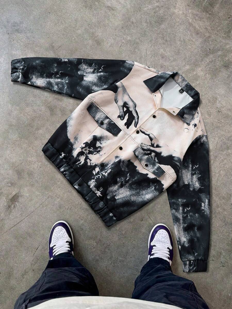 PAVTROS 男士前扣长袖口袋简约狂野夹克，适合秋季休闲日常穿着 - 彩色 - 查看 1