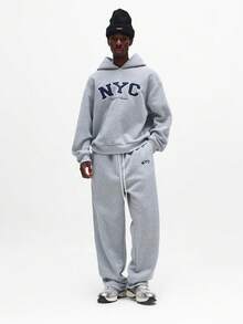 SUMWON NYC Sweatshirt Hoodie Co-Ord Set Oversized Fit Pullover Sweatpants Matching Tracksuit Winter Loungewear Men