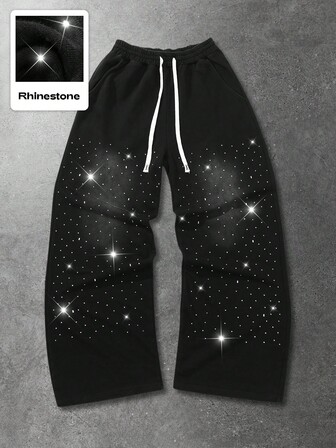 Street Life Herren Straight Leg Jogginghose mit amerikanischem Straßen-Stil Strass-Effekt
