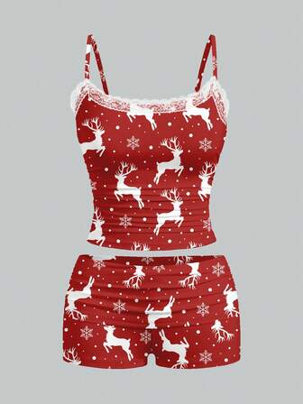 Shutterstock Glamance 2pcs Christmas Red Sexy Women's Set, Winter Reindeer & Snowflake Christmas Tree Christmas Eve Gift Cute Two Pieces Set Women Shorts Sets Women Bathing Suit Set 2 Pieces Woman Set Short Women Summer Set Chic Stylish Clothing Collection Cute Two Piece Set 2 Piece Short Sets Woman Christmas Outfit Women Woman Summer Set Womens Shorts Sets