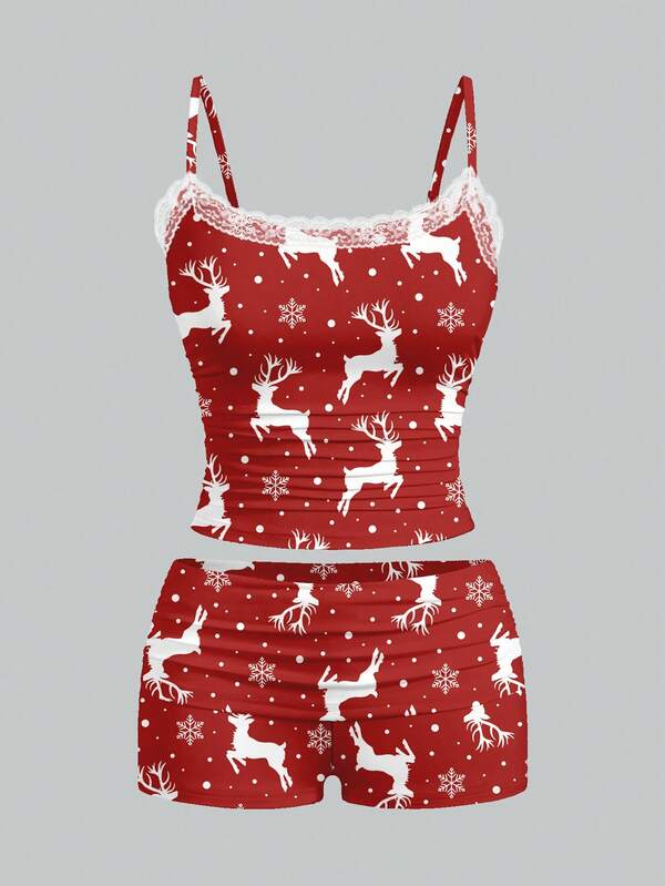 Shutterstock Glamance 2pcs Christmas Red Sexy Women's Set, Winter Reindeer & Snowflake Christmas Tree Christmas Eve Gift Cute Two Pieces Set Women Shorts Sets Women Bathing Suit Set 2 Pieces Woman Set Short Women Summer Set Chic Stylish Clothing Collection Cute Two Piece Set Womens Shorts Sets 2 Piece Short Sets Woman Christmas Outfit Women Woman Summer Set